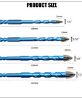 Blue BeQell masonry diamond drill bit set, 10 pcs with carbide tips and quick-change shanks; sizes 1/4"–1/2".