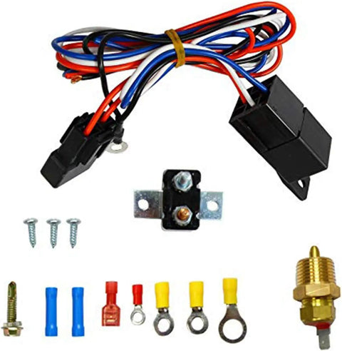 Heavy Duty 12 Inch Electric Radiator Fan In Black Delivers Sweet 800 CFM Cooling Thermostat switch relay kit and wiring.