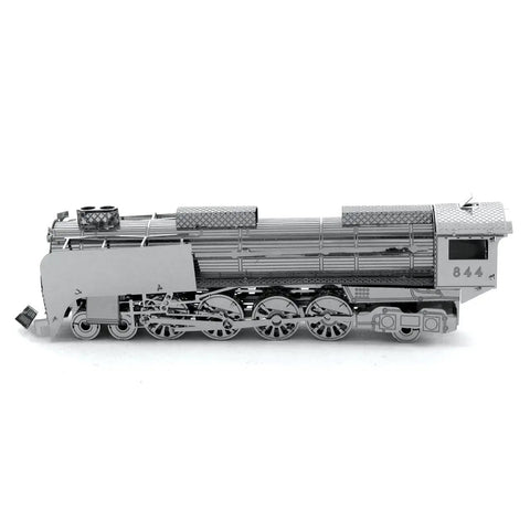 Steam Locomotive 3D Metal Model Kit Unassembled Hobby Project No Glue Needed Easy To Clip Bend Parts For Ages 14 And Up Fun Hands On Train Craft For Enthusiasts, side view of assembled metal locomotive model.