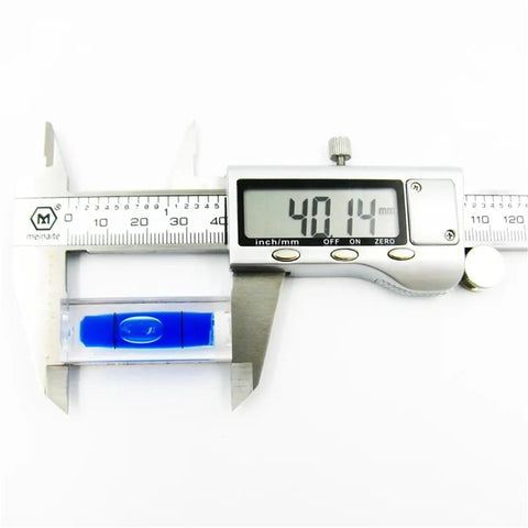 1pcs 15 * 15 * 40mm Square Column Water Level Meter Spirit Level Bubble measured with digital caliper.