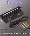 Diagram of RGBCW LED Hardscape Lights 4W 12V Low Voltage Outdoor Landscape Lighting 7 Inch IP65 with accessories and dimensions.