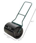 20 Inch Push And Tow Behind Lawn Roller With 16 Gallon Water Or Sand Fill Ideal For Flattening Sod And Smoothing Uneven Lawns In The Garden Heavy Duty Drum Roller For Tight And Open Spaces, side view showing handle and dimensions