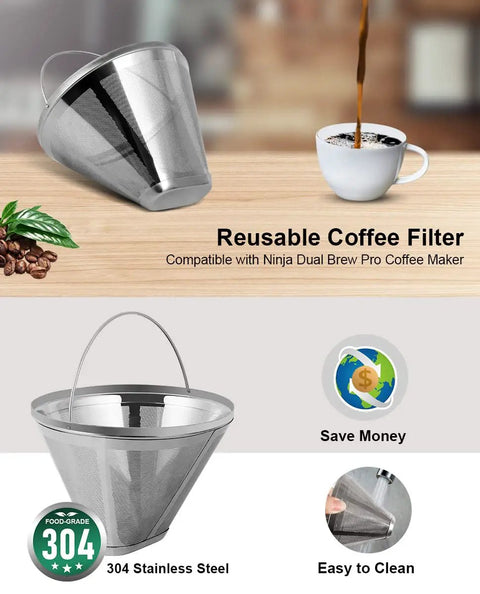 Two Pack Reusable K Cup Pods And Two Stainless Steel Filters For Easy No Fuss Eco Brew On Dual Brew Pro CFPX Coffee Makers
