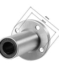 Front view of Extra Long LM12UU Round Flange Linear Ball Bearing Bushing 12mm Bore, 21mm Outer Diameter, 57mm Length Sealed On Both Sides Pack Of 2