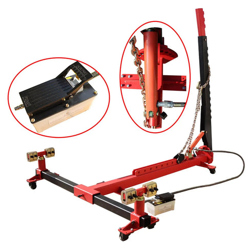 Heavy Duty Car Frame Repair Machine For Auto Body And Frame Repair Tool With 4409 Lbs Loading Capacity, red hydraulic frame and pedal.