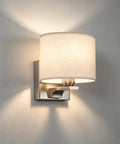 Edwarmlux Indoor Wall Sconces, Brushed Nickel, 1 Pack, E26 Bulbs Excluded, oval fabric shade, gentle light diffusion.