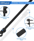 Heavy Duty Zip Ties With Screw Holes Mounting Tabs 12 Inch And 10 Inch 90 Pound Capacity All Weather Indoor Outdoor Cable Management