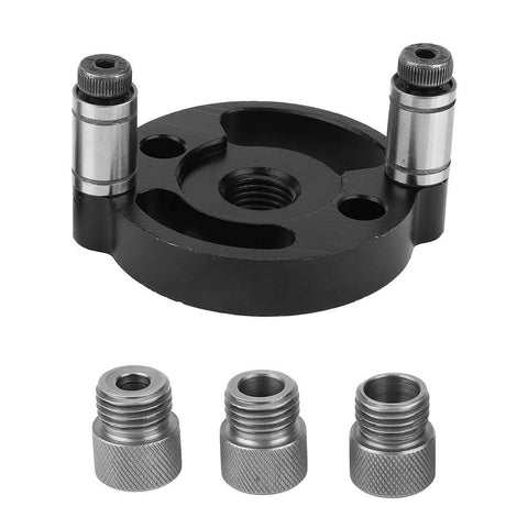 Self Centering Doweling Jig Handheld Drill Guide Pro Grade for Precise Furniture Assembly, aluminum construction, with attachments