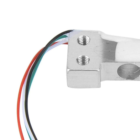 Close-up of Built Tough 0 To 100 G Load Cell Weight Sensor with aluminum alloy body showing wires and metal construction for accuracy.