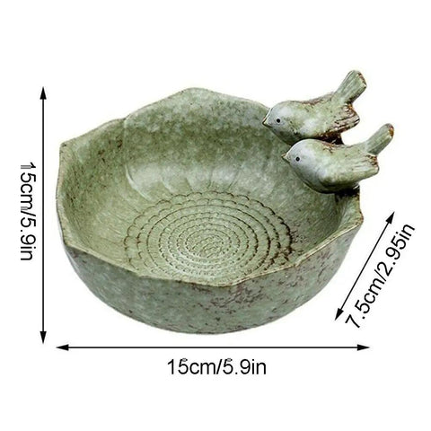 Ceramic Bird Bath Bowl For Outdoor Garden Waterer And Feeder Sturdy Bird Water Dish Easy To Clean Attract Birds To Your Backyard.