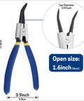 Heavy Duty 7 Inch External Snap Ring Pliers With 45 Degree Bent Jaw For Retaining Ring Removal And Installation CrV Steel Construction Pro Grade Circlip Tool For Machining And Maintenance, blue handles, side view