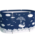Foldable Portable Bath Tub For Shower Stalls, Large Eco Friendly Soaking Tub, Easy Setup And Fold, Blue Whale Design