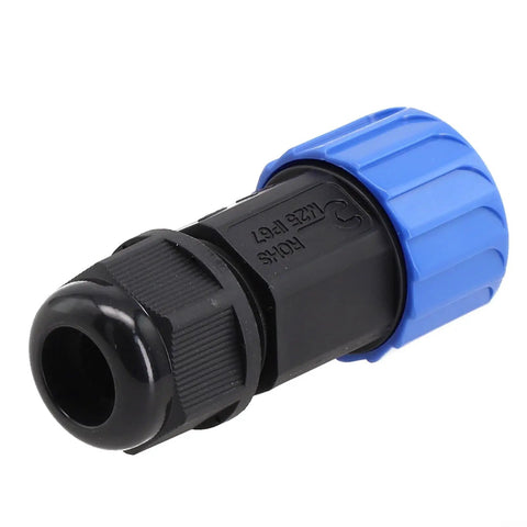 Beast Mode Waterproof M23 Connector With IP67 Rating For Outdoor Motorcycle And Ebike Charger Sockets Featuring Male Plug Design, black and blue.