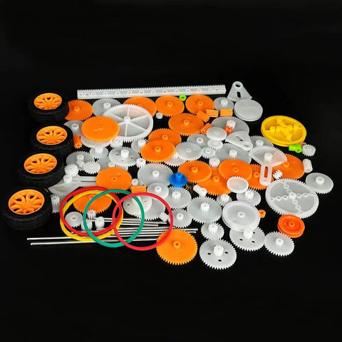 112 Piece Plastic Gear Set For DC Motors And RC Cars DIY Robots And Model Toys Includes Single Gear Worm Gear Reduction Gear Axle Tires Belts