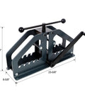 Heavy Duty Manual Tube Roller Bender Pipe Bending Machine, carbon steel, crank-operated, compact design, dimensions 23-5/8" x 6-5/8" x 18".