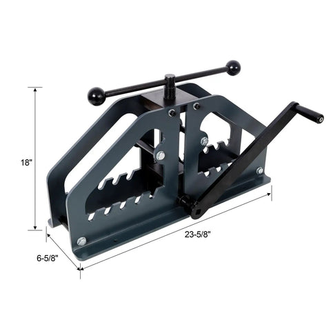 Heavy Duty Manual Tube Roller Bender Pipe Bending Machine, carbon steel, crank-operated, compact design, dimensions 23-5/8" x 6-5/8" x 18".