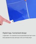 Digital label on Industrial Grade Grabby Tacky Mats 300 Sheets 10 Pack, blue adhesive mat with user-friendly design.