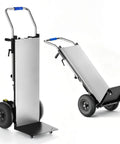 Heavy Duty Electric Stair Climbing Dolly Cart With 1300W Motor Lifts Up To 900 Lbs Smoothly for furniture logistics, showing its sturdy design.