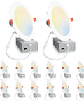 14 Pack 6 Inch Ultra Thin LED Recessed Ceiling Light With Junction Box No Fuss 5CCT Selectable Downlight, front view