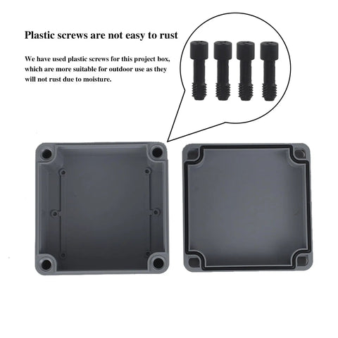 Set Of 6 IP65 Waterproof Junction Boxes 4x4x3 Inches ABS Plastic Dustproof Outdoor Electrical Enclosures For Conduit Projects, plastic screw detail