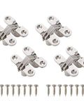 Hidden Folding Door Hinge With Nickel Plated Zinc Alloy Finish, Invisible Style Connector for Interior Doors, Tough 4 Pack