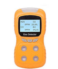 Four In One Portable Gas Detector With Clip Go To Gear Rechargeable Handheld Gas Monitor Meter Tester And Analyzer High Sensitivity Sensor Factory Calibrated Easy To Carry orange device with display screen and sensors
