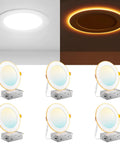 6 Pack 6 Inch LED Recessed Ceiling Light With Night Light 5CCT Dimmable Ultra Thin Canless Wafer Downlight ETL FCC 1100LM installation view.