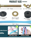 Seat Screws Replacement Kit for Top Mount Toilet Hinges showing bolt and accessories dimensions