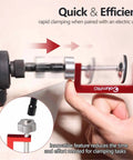 Two Pack Of Two Inch C Clamps Designed For Woodworking Welding And Construction With An Eight Millimeter Nut Drive in use with electric drill.