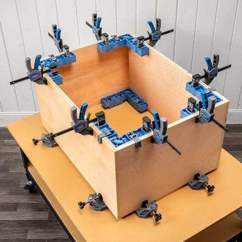 Clamp It Corner Woodworking Jig For 90 Degree Right Angle Cabinet Assembly Hands Free Pro Grade Panel Positioning in use