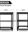 Dimensions of Heavy Duty Rolling Tool Stand With Swivel Casters And Tough Melamine Wood Worktop, 23.7"D x 27.7"W x 35.4"H.