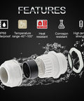 Five Pack NPT One Half Inch Cable Glands Waterproof And Adjustable For Cables And Wires From Six To Twelve Millimeter Grey Nylon Joints