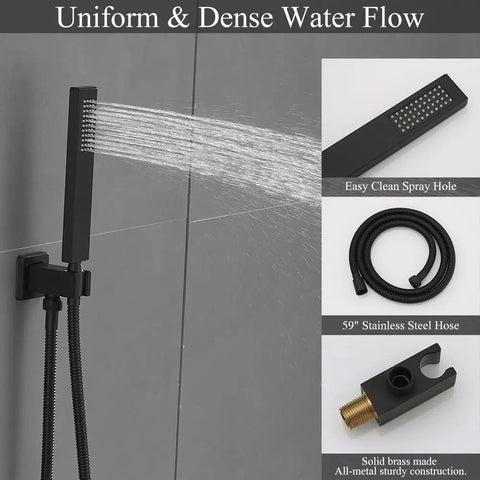 Level Up Your Daily Wash With This Matte Black Shower System Featuring An 8 Inch High Pressure Rain Head And Handheld Wall Mount Faucet Set With Rough In Valve Trim For A Smooth Install That Hits Different