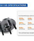 Pair Front Wheel Bearing And Hub Assembly For 2006 2007 2008 Dodge Ram 1500 With ABS 5 Lug OE Replacement Heavy Duty Front Wheel Hub Bearing Kit Easy Install A Breeze, specification details