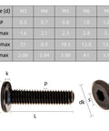 Dimensions of M6 X 25mm Flat Head Socket Bolts Set Of 10, Countersunk Stainless Steel Furniture Hardware with measurements.