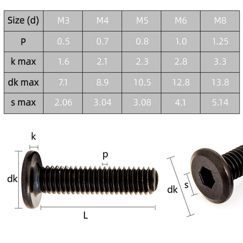 Dimensions of M6 X 25mm Flat Head Socket Bolts Set Of 10, Countersunk Stainless Steel Furniture Hardware with measurements.