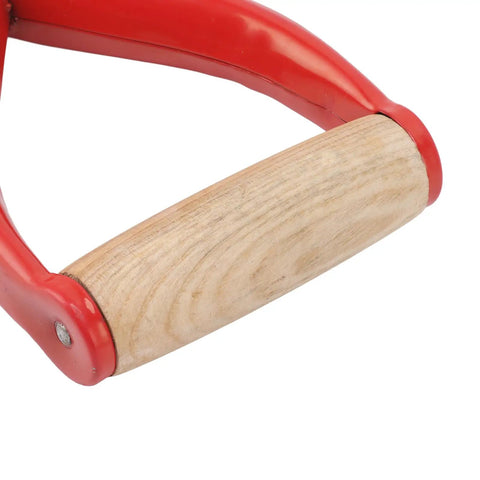 Close-up of Y Shaped Shovel Handle Replacement With Plastic And Wooden Grips For Garden Digging And Raking Snow Removal