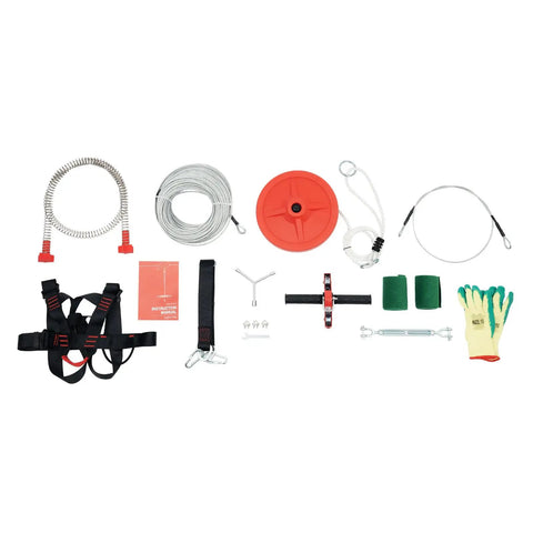 160 Foot Zip Line Kit With Stainless Steel Spring Brake For Backyard Use Includes Safety Harness Cable Tensioning Kit Tree Protectors