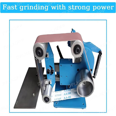 Built Like A Tank 750W Bench Grinder Belt Sander featuring strong power, steel frame, and belt for rapid grinding.