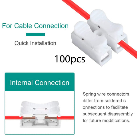 100 Pieces Spring Wire Connector Electrical Cable Clamp Terminal Block Connector Push In No Fuss Quick Plug In Easy To Install With Clear L Live And N Neutral Markings For Quick Wiring, shown installed with red wire