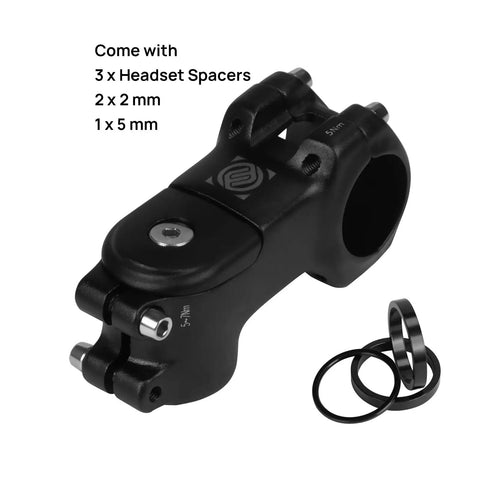 7 Degree Aluminum Bike Stem For 31.8mm Bar Clamp, 1-1/8 Inch Steerer, 60mm Length, CNC Machined 6061-T6 with headset spacers