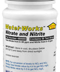 Heavy Duty Nitrate Nitrite Nitrogen Test Strips in a container with 50 strips for measuring nitrate and nitrite levels for lab use.