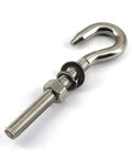 12 Piece M6 Stainless Steel Eye Bolts Kit With Nuts And Washers, Long Shank Threaded Rod Round Hook Eyelets For Indoor And Outdoor Use, Rust Resistant Fasteners Built To Last For Heavy Duty Jobs, close-up