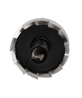 Close-up of 25mm Hole Saw Kit With 67mm Long HSS Spring Loaded Twist Drill Bit, cutting edge view for metal and wood projects.
