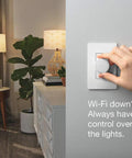 Smart Dimmer Switch For Paddle Decorator Switches Keeps Philips Hue Bulbs In Ready Mode So You Always Have Hue Control And Converts Your Existing Switch Into A Hue Friendly Dimmer White installed in a living room wall