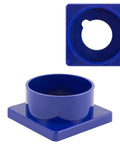 Blue plastic water-delivery system for 1-3/8 in diamond hole saw, square base with circular sleeve
