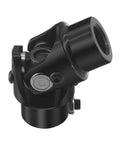 Close-up of 3/4-36 Spline To 3/4 Inch DD Black Steering Universal Joint Shaft, Heavy Duty U Joint for auto and machines, durable metal.
