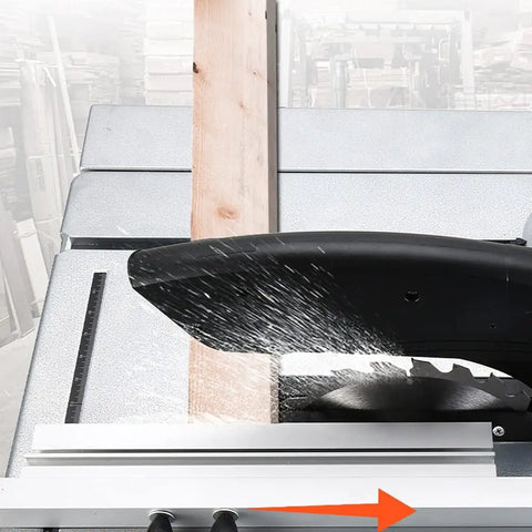Heavy Duty Benchtop Table Saw For Woodworking And Weekend Warriors Providing Swift Carving Polishing Drilling Plus Accurate Milling With a Chill Motor That Never Breaks a Sweat, with wood cutting in action.