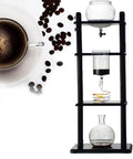 Top Shelf Cold Brew Maker With Slow Drip Tech For Bold Ice Coffee And Relaxed Weekend Vibes With 32Oz Large Capacity Borosilicate Glass Tower and Sturdy Wood Frame.