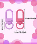 Forty Five Piece Rock Solid Metal Lobster Claw Clamps With Dope Mixed Color Combo Three Two Millimeter Slick Swivel Snap Hooks showing pink and purple clamps 3.2cm x 1.2cm for DIY projects.